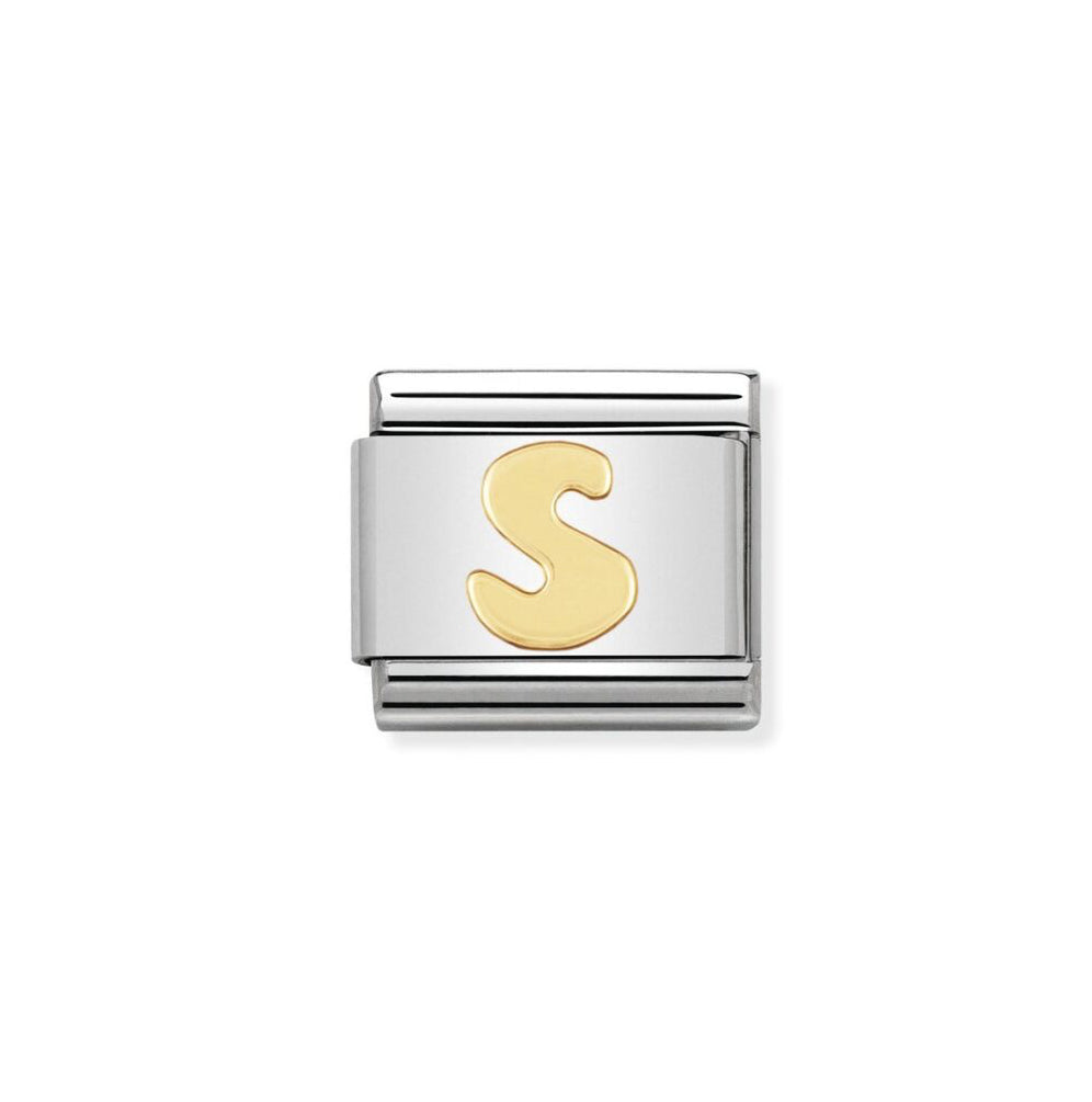 Nomination Classic Link with Letter 'S' in Yellow Gold Tone