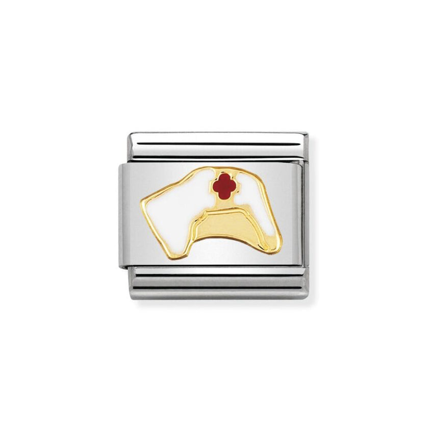 Nomination Classic Link with Enamel Nurse Hat in Yellow Gold Tone
