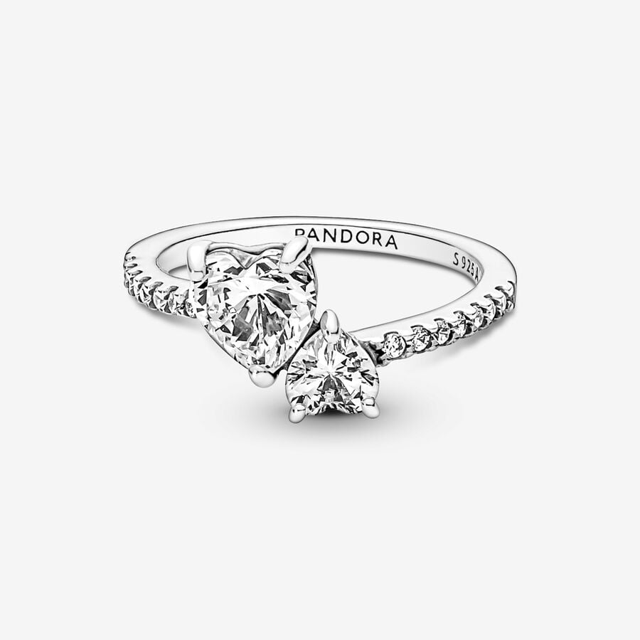 
                      
                        Pandora Double Heart Sparkling Ring-Silver
                      
                    