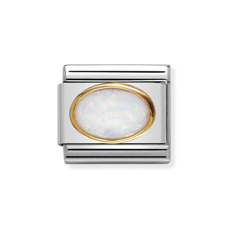 Nomination Classic Link with White Opal Oval Stone in Yellow Gold Tone