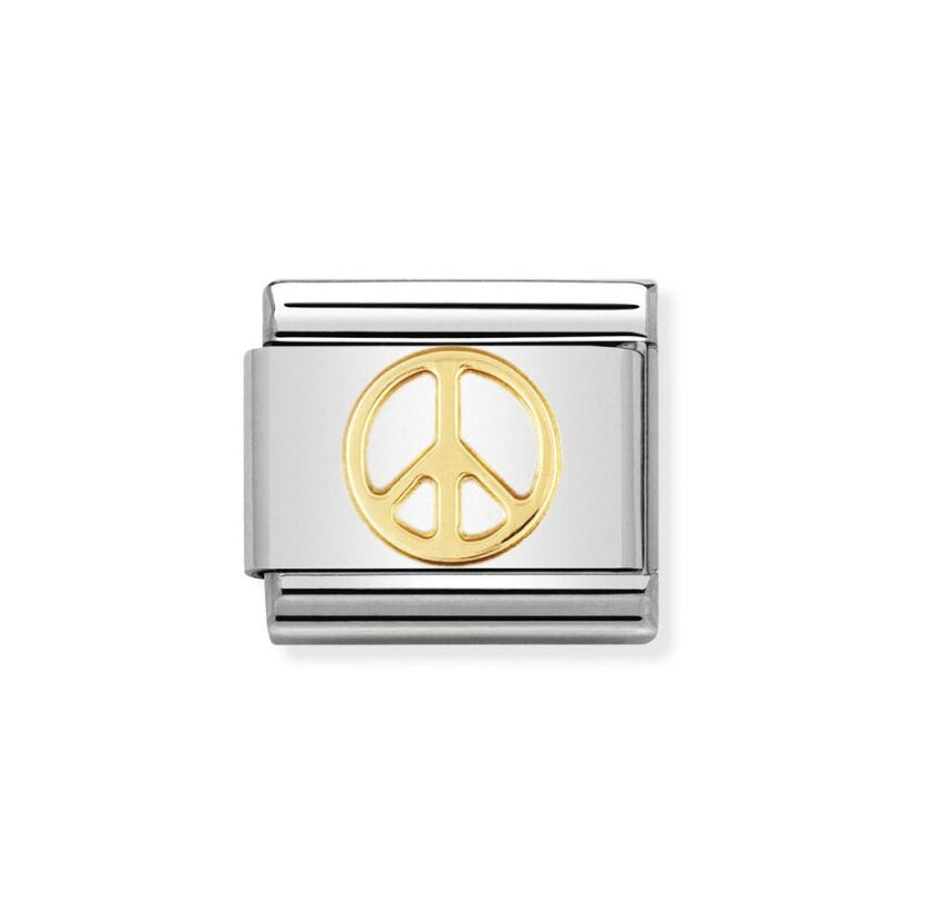 Nomination Classic Link with Peace Symbol in Yellow Gold Tone