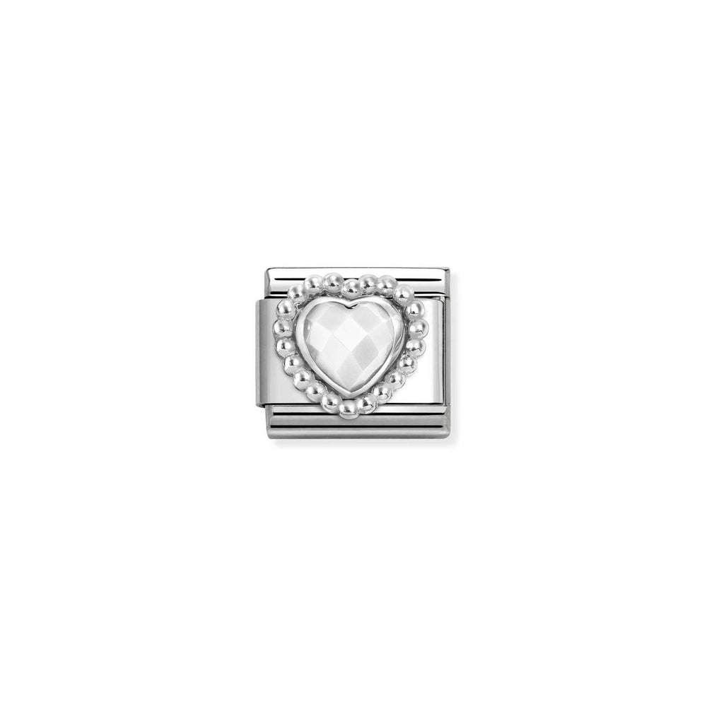 Nomination Classic Link White Opal Heart Beaded Setting