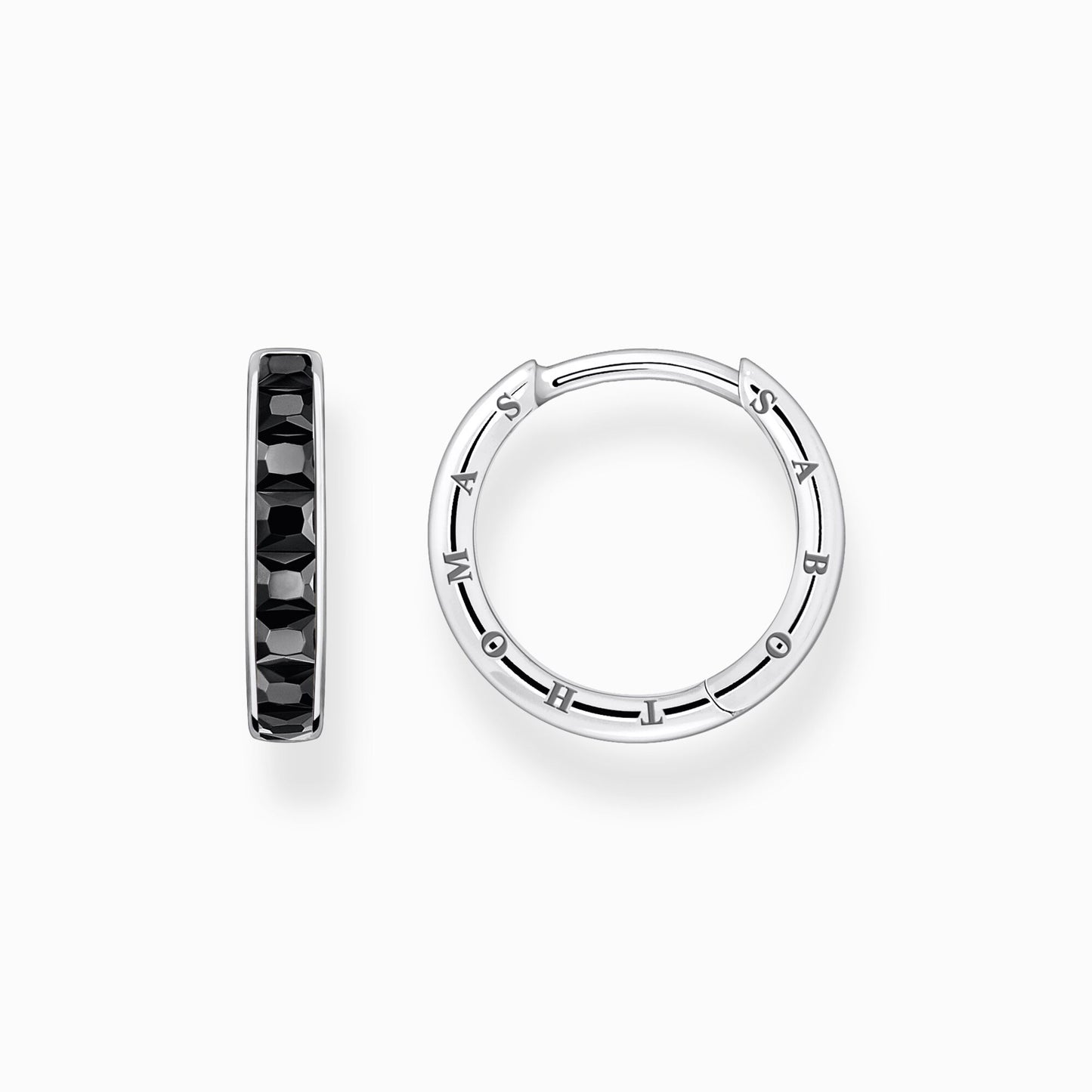 Thomas Sabo Hoop earrings with black stones pavé silver