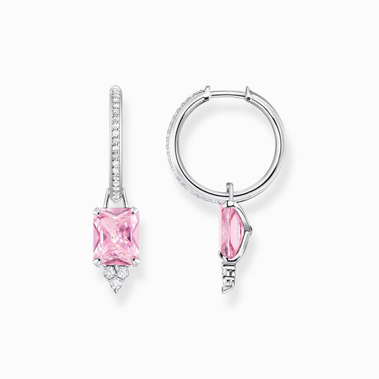 Thomas Sabo Hoop earrings with pink and white stones silver
