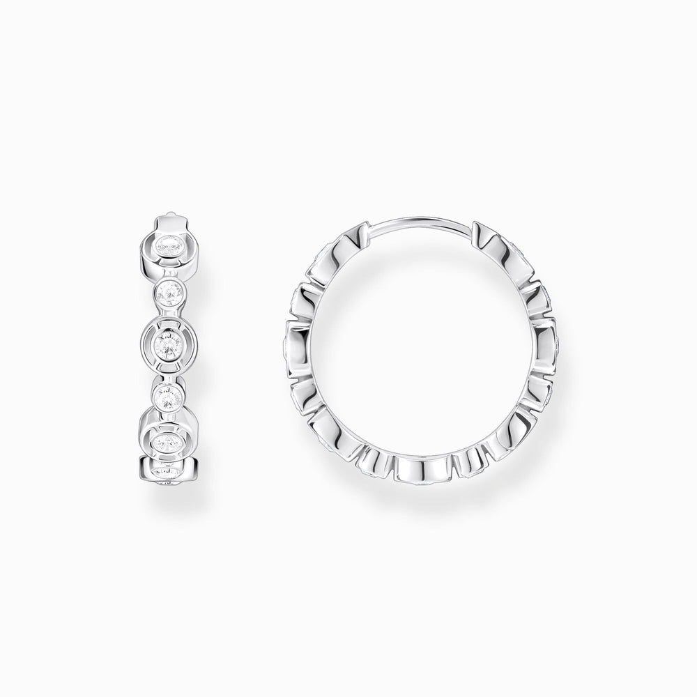 Thomas Sabo Silver and White Stone Hoop earrings