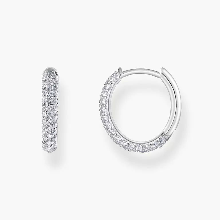 Thomas Sabo Silver Hoop Earrings with White Pavé CZ
