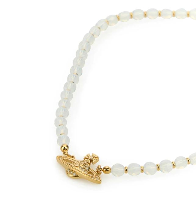 
                      
                        Vivienne Westwood Messaline Choker Yellow Gold Tone & White Opal
                      
                    
