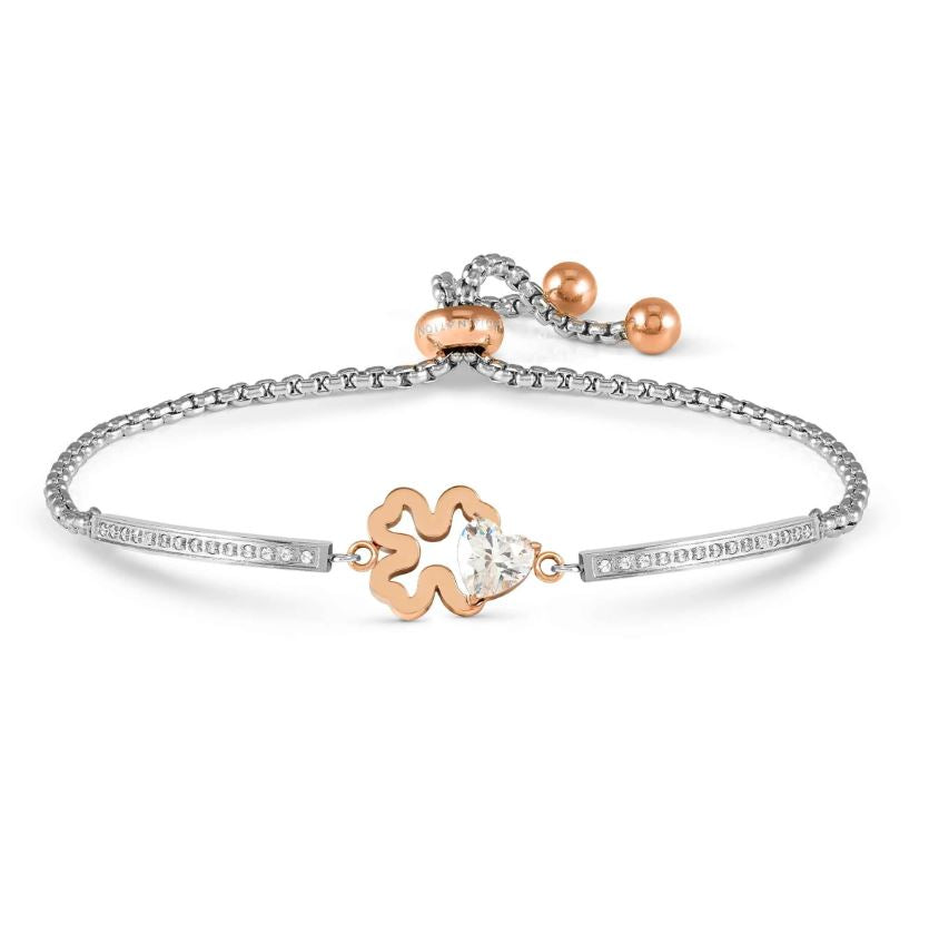 Nomination Milleluci Bracelet, Four-Leaf Clover, CZ Heart