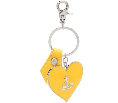 Vivienne Westwood Mirror Heart Orb Keyring Silver & Yellow