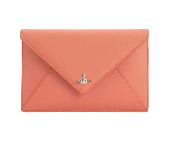 Vivienne Westwood Saffiano Envelope Clutch Orange