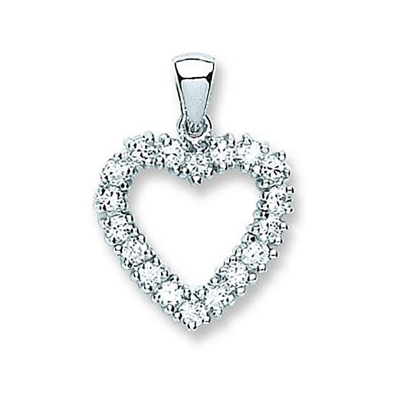 Coe & Co Silver Cz Heart Pendant & Chain