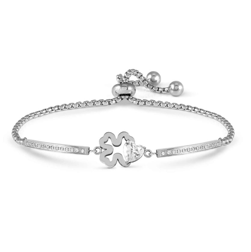 Nomination Milleluci Bracelet, Four-Leaf Clover, CZ Heart