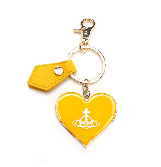 Vivienne Westwood Mirror Heart Orb Keyring Light Gold & Yellow