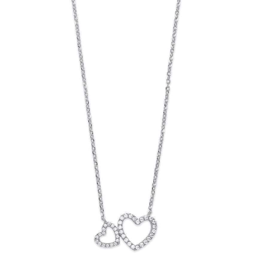 Coe & Co Sterling Silver CZ Hearts 16" Necklace