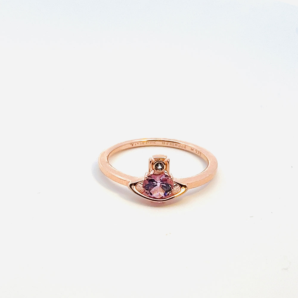 Vivienne Westwood Leonor Rose Gold Tone and Pink CZ Ring