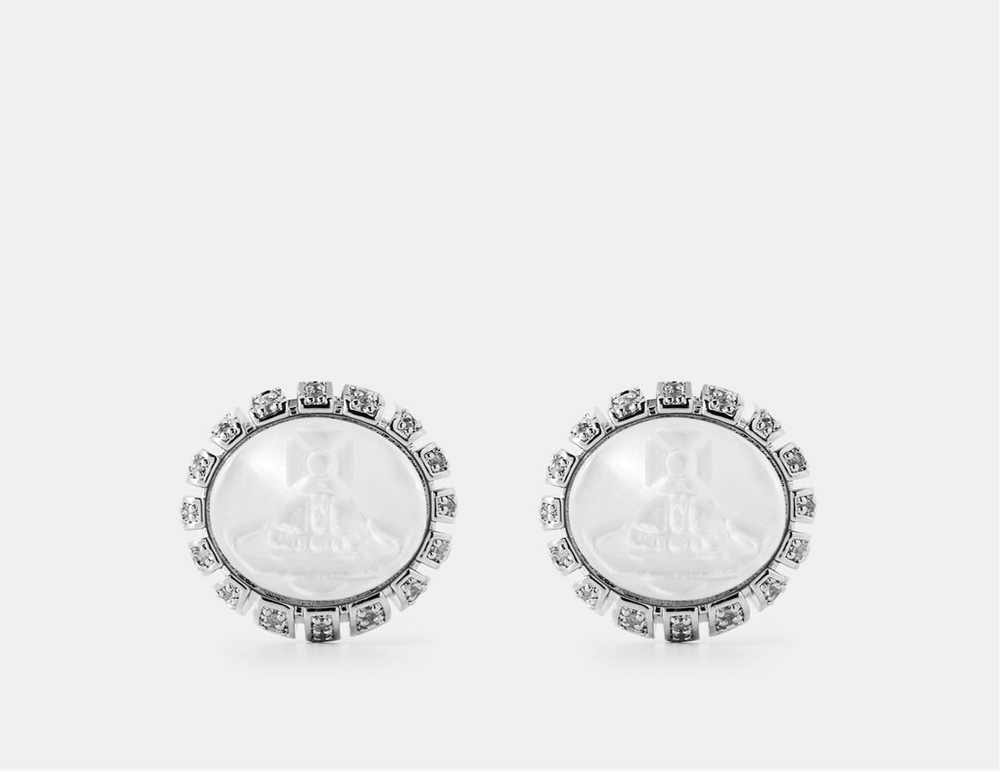 Vivienne Westwood Josefa Earrings Silver Tone & White Mother of Pearl