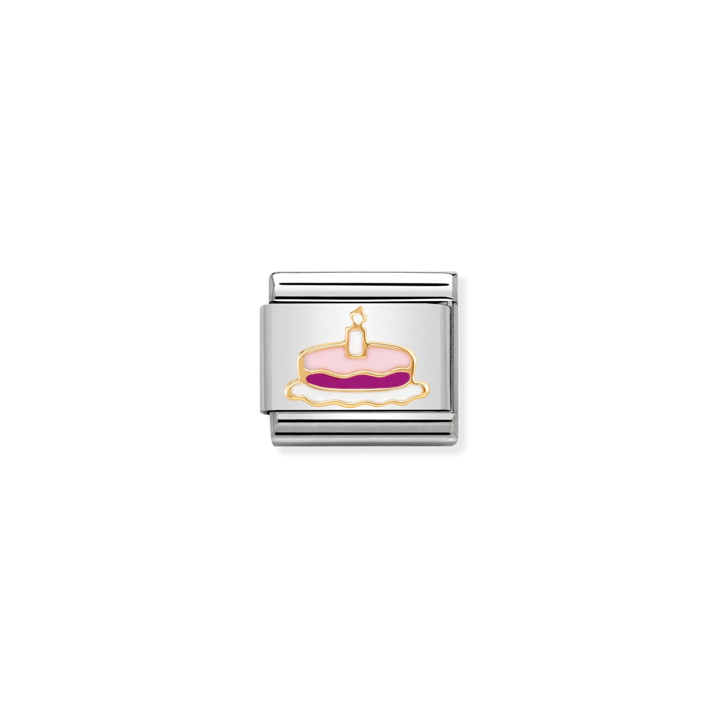 Nomination Classic Link with Birthday Cake & Candle in Yellow Gold Tone