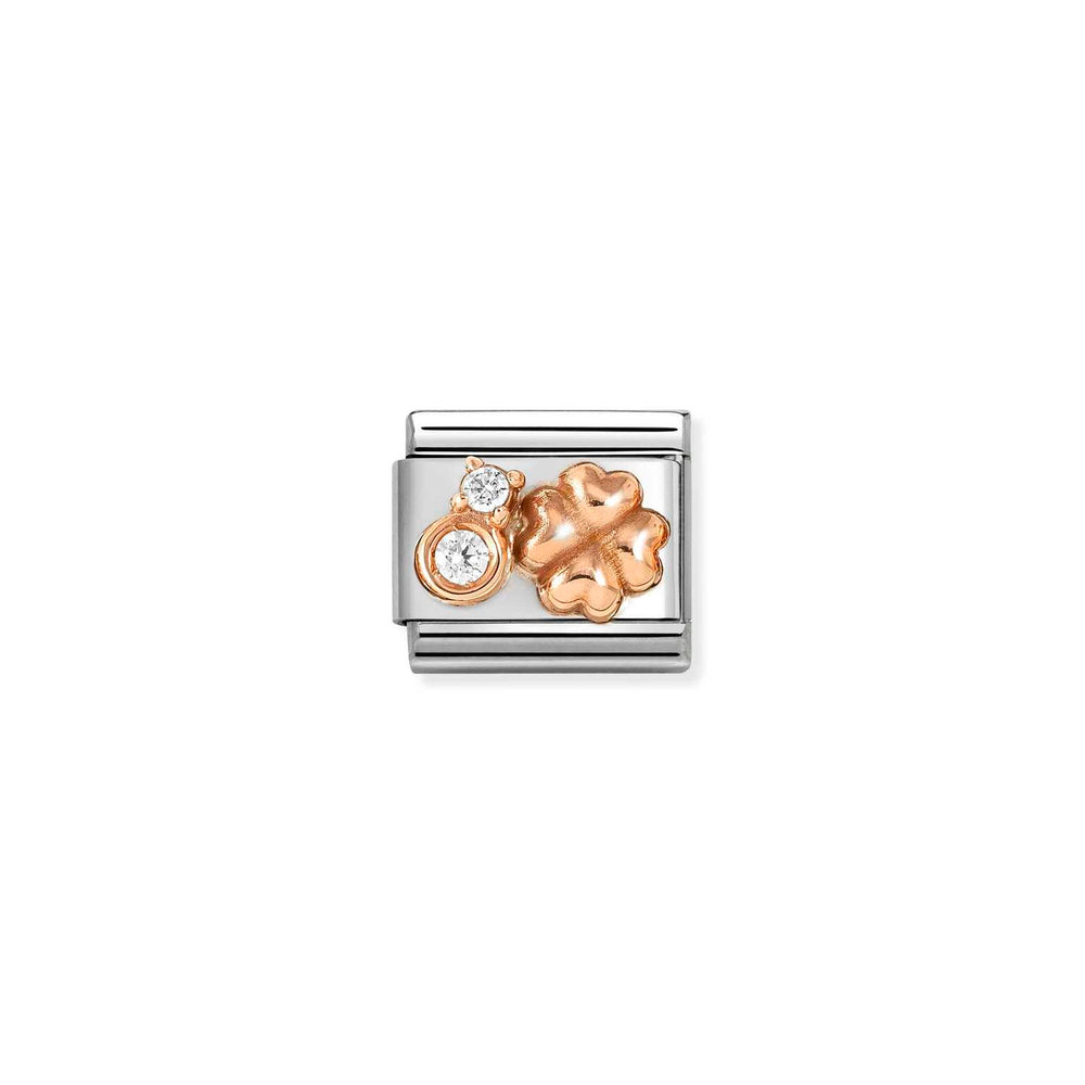 Classic Nomination Link Raised Four Leaf Clover with CZ