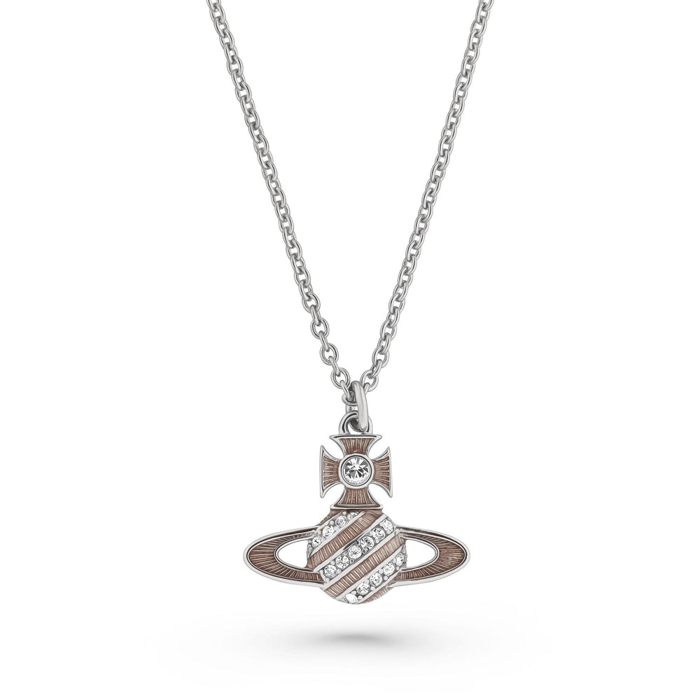 Vivienne Westwood Assita Bas Relief Pendant Necklace Platinum & White Crystal