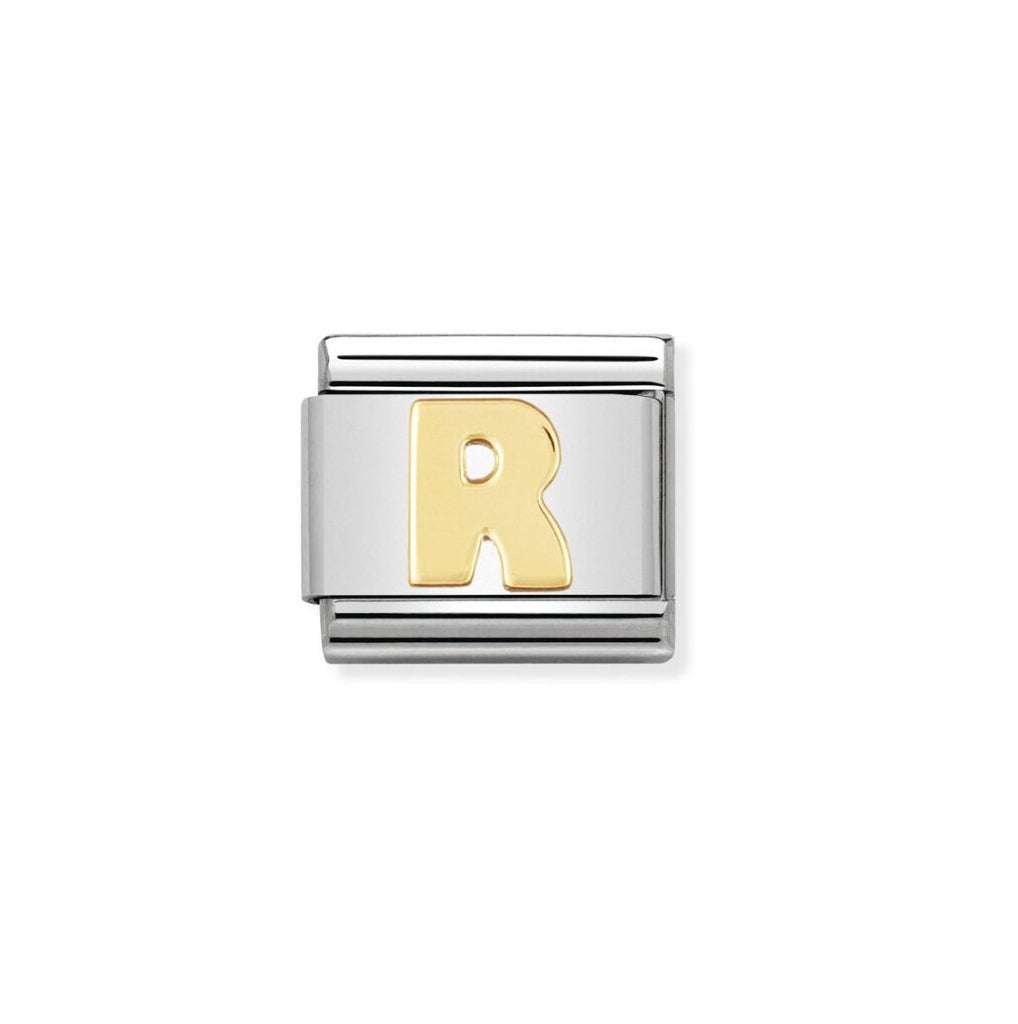 Nomination Classic Link with Letter 'R' in Yellow Gold Tone