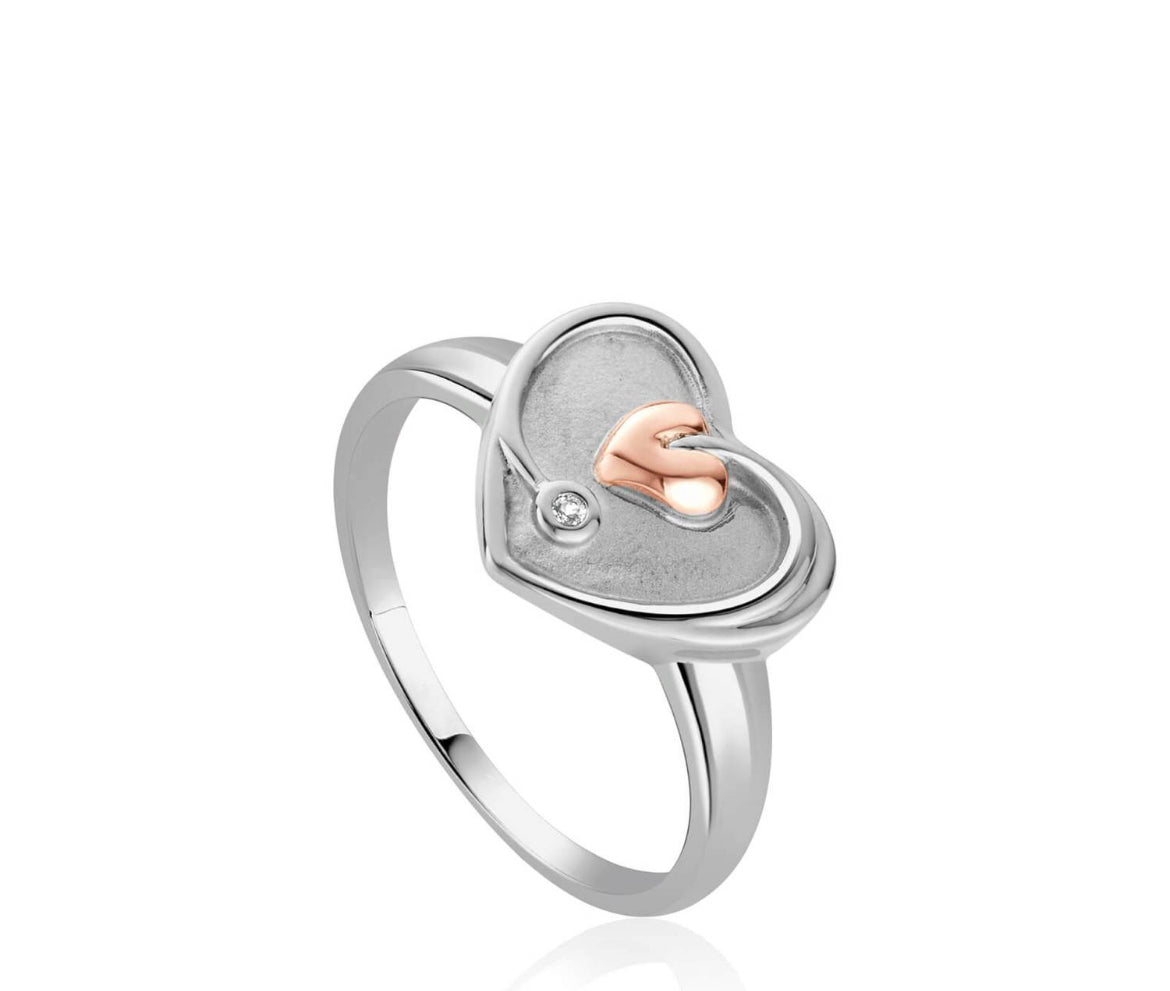 Clogau Tree of Life White Topaz Heart Ring