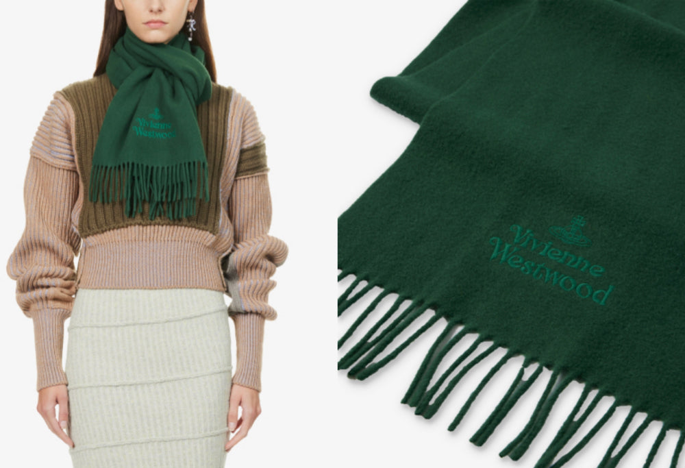 
                      
                        Vivienne Westwood Brand Embroidered Fringed Trim- Dark Green
                      
                    