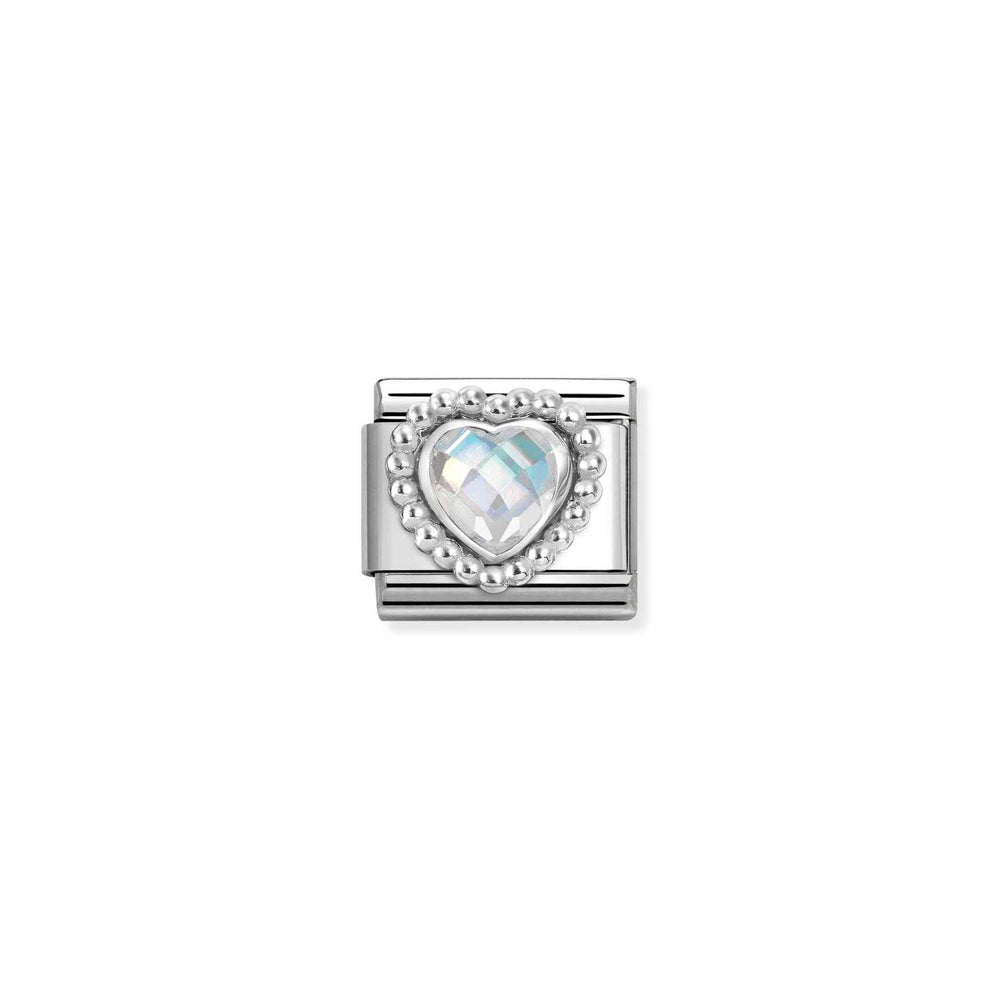 Nomination Classic Link White Cubic Zirconia CZ Heart Beaded Setting