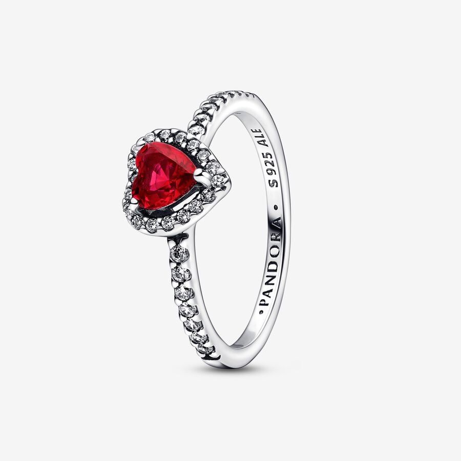 Pandora Elevated Red Heart Ring