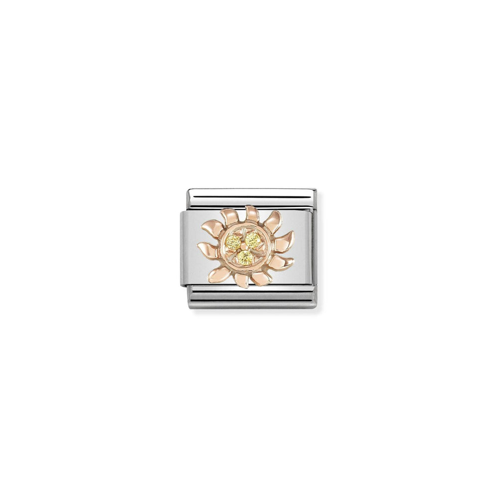 Nomination Classic Link with CZ Sun in Rose Gold Tone