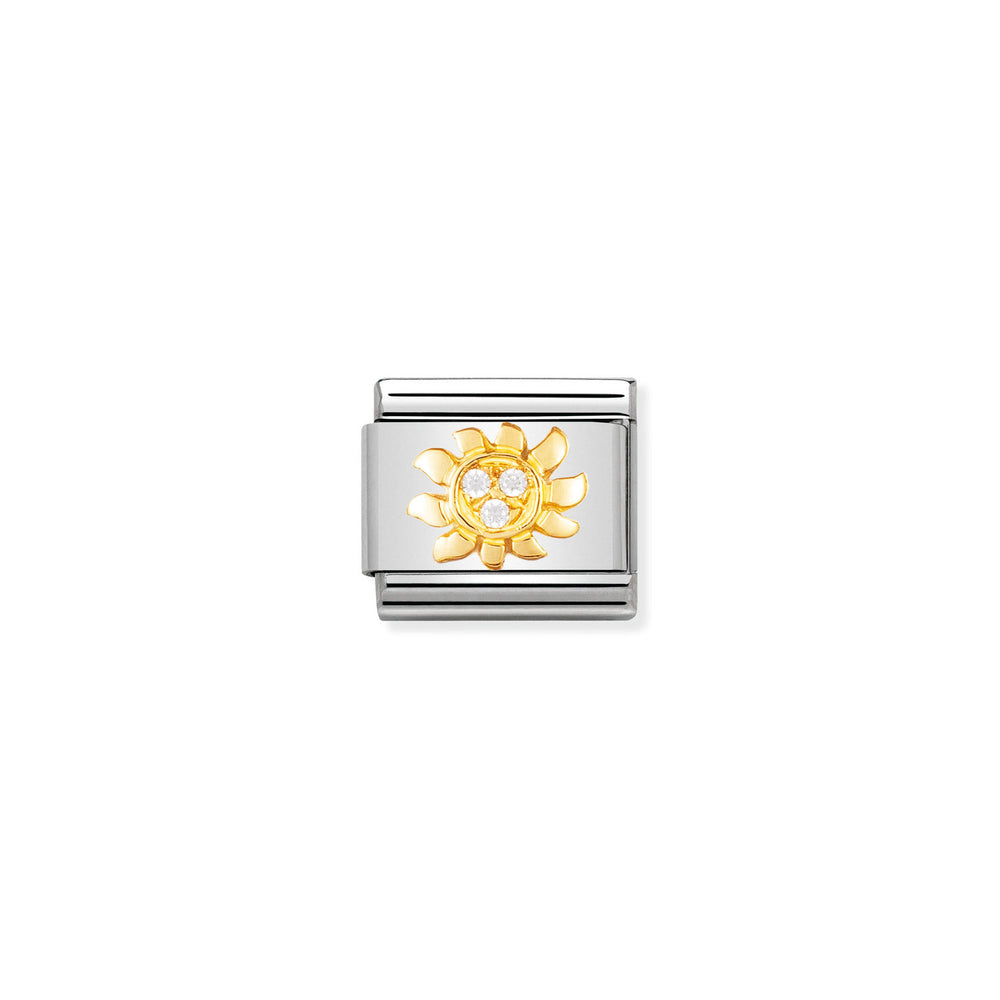 Nomination Classic Link with CZ White Sun in Yellow Gold Tone