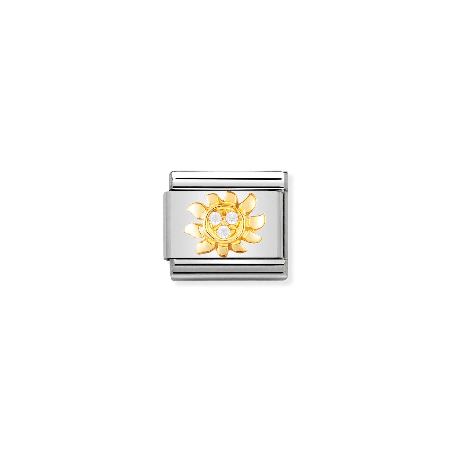 Nomination Classic Link with CZ White Sun in Yellow Gold Tone