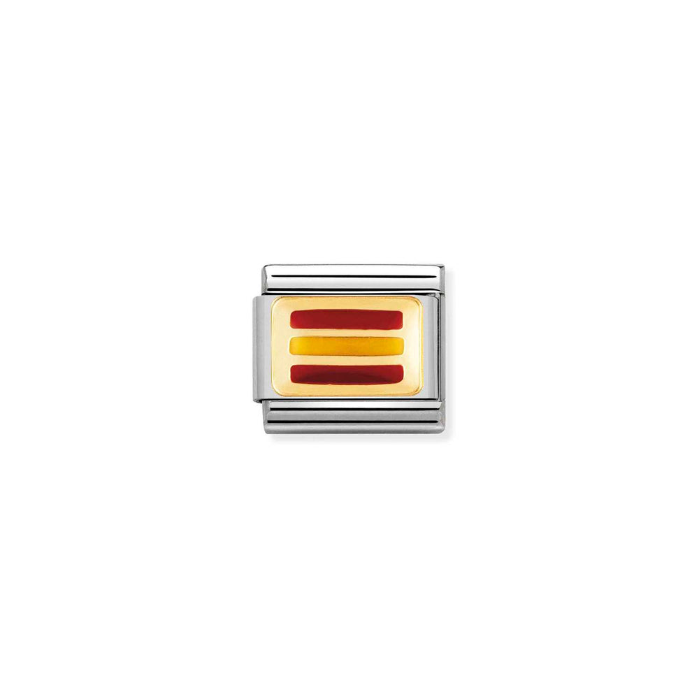 Nomination Classic Link with Enamel Spain Flag in Yellow Gold Tone