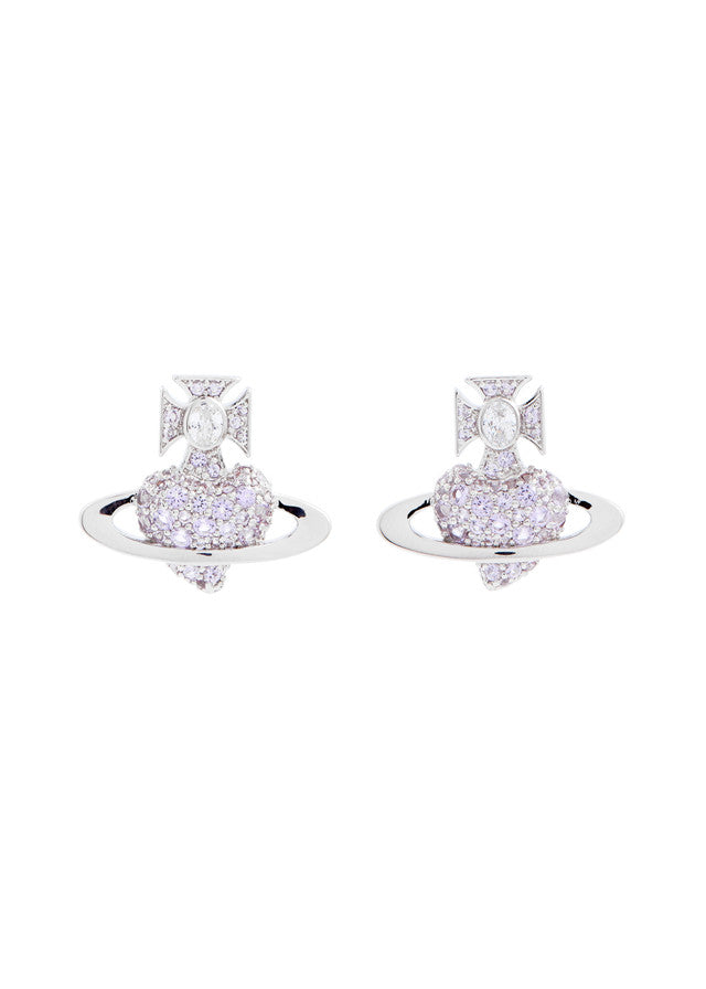 Vivienne Westwood Agnatha Earrings Platinum Tone & Lilac