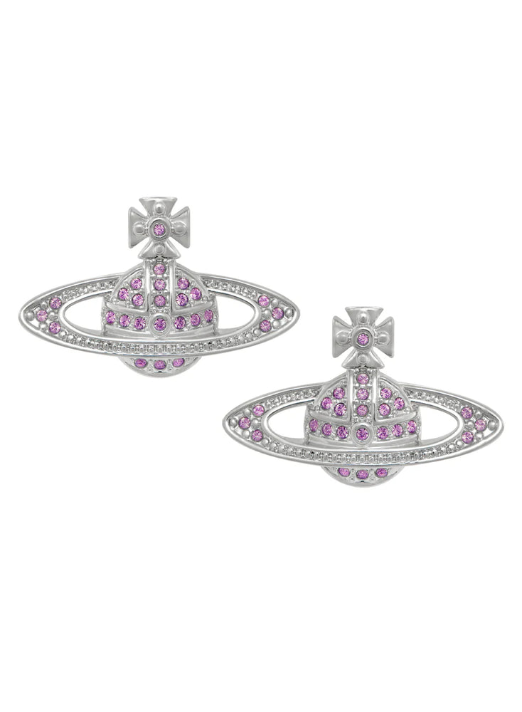 Vivienne Westwood Mini Bas Relief Earrings Platinum Tone & Iris Crystals