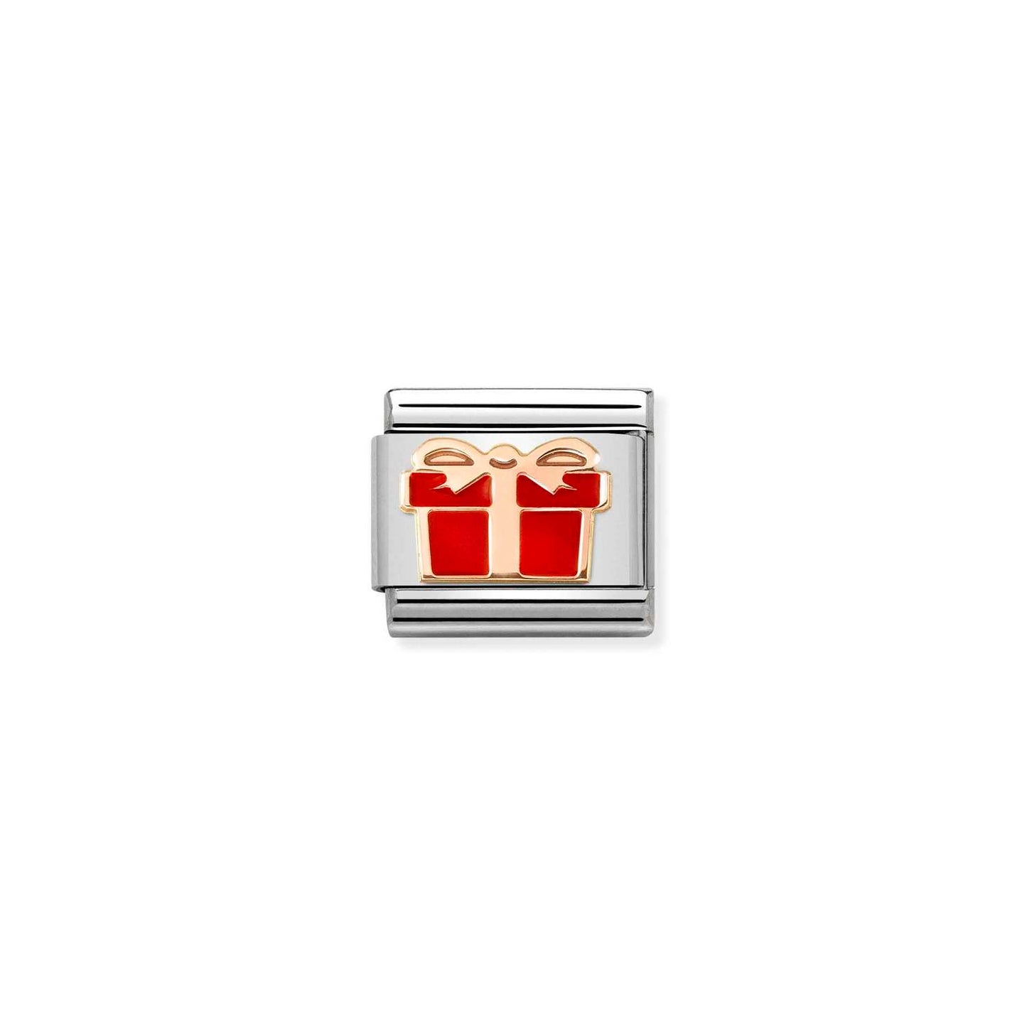 Nomination Classic Link with Red Present in Rose Gold Tone