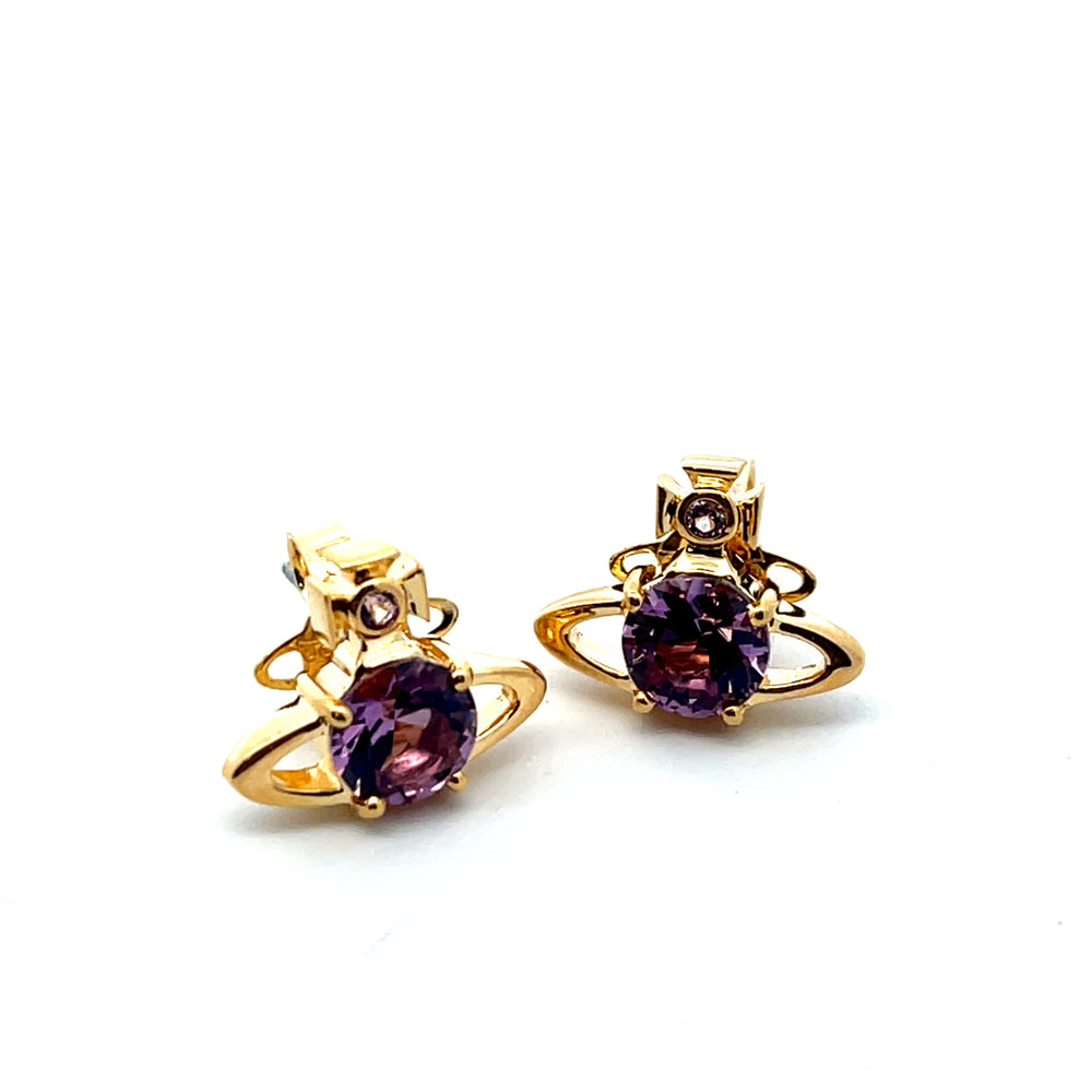 Vivienne Westwood Reina Gold Tone and Light Purple Earrings