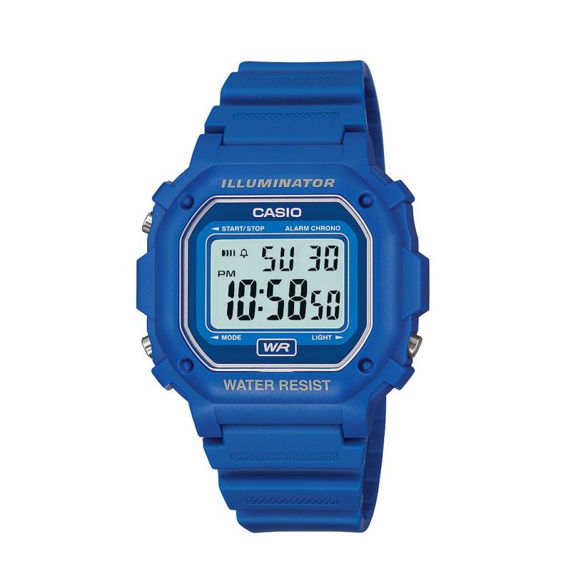 Casio 'Classic' Blue and LCD Plastic/Resin Quartz Chronograph Watch