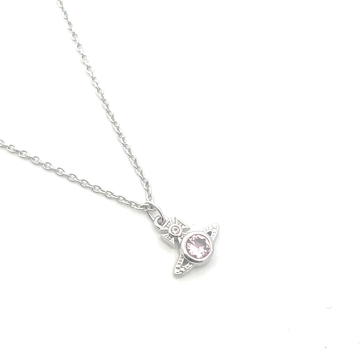 Vivienne Westwood Silver Tone and Pink London Orb Necklace