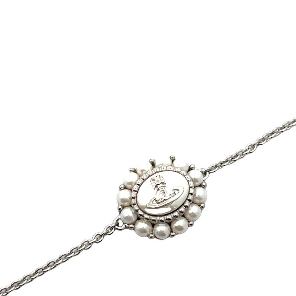 Vivienne Westwood Amaya Silver Tone Cream Rose Pearl Bracelet