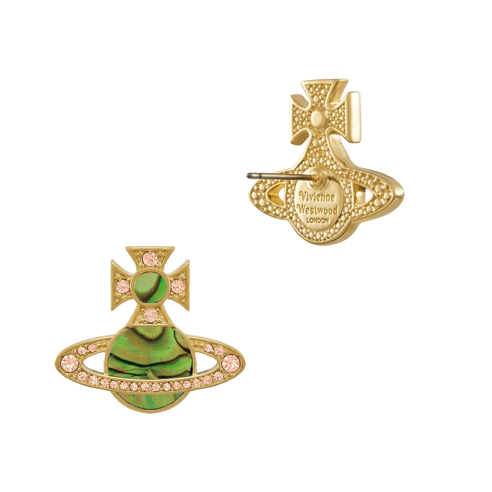 
                      
                        Vivienne Westwood Rina Peridot Mother of Pearl Orb Gold Tone Earrings
                      
                    