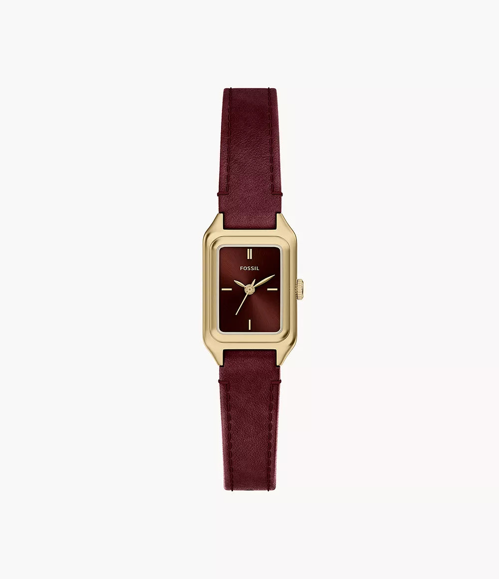 Fossil Raquel 18 mm Three-Hand Leather Watch - Burgundy