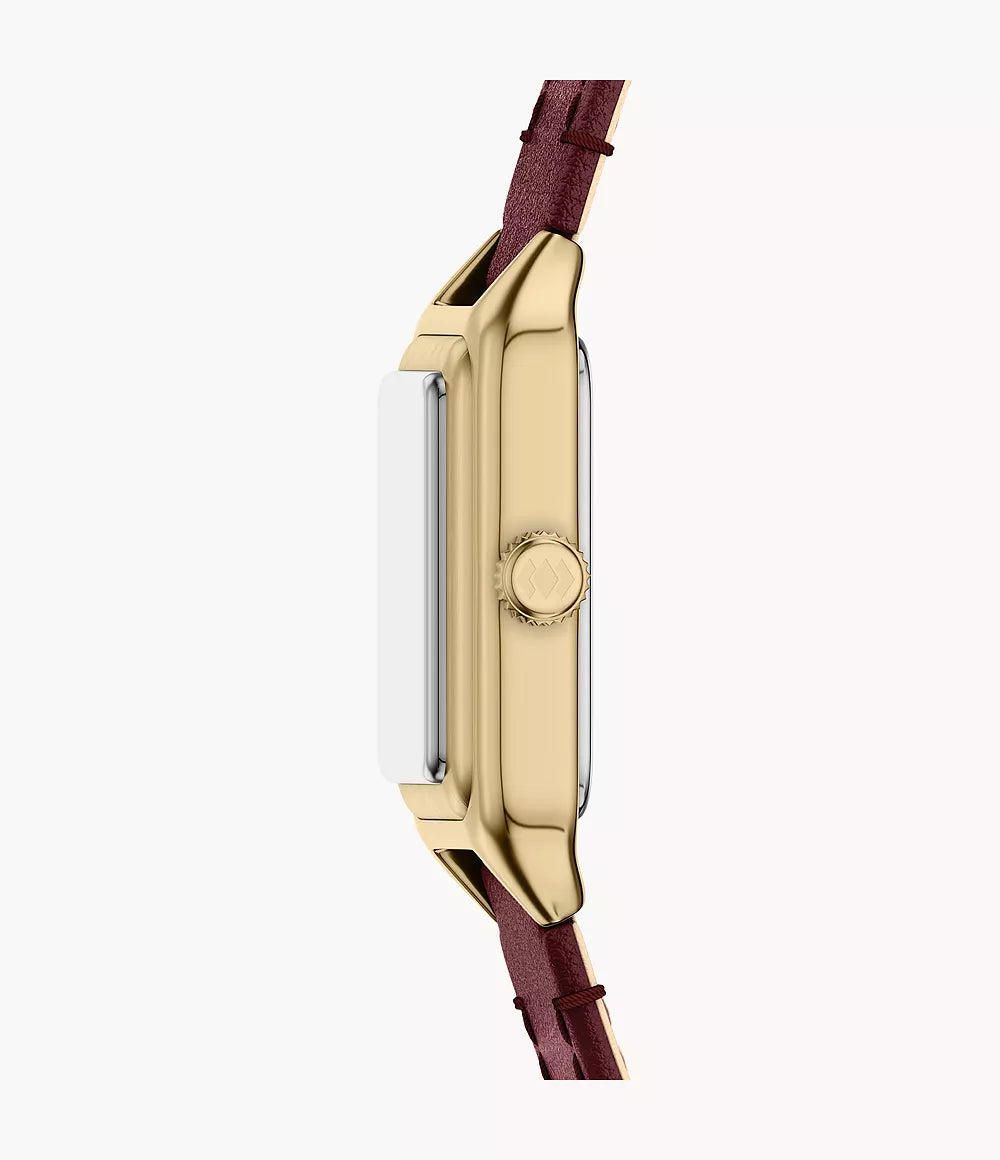 Fossil Raquel 18 mm Three-Hand Leather Watch - Burgundy