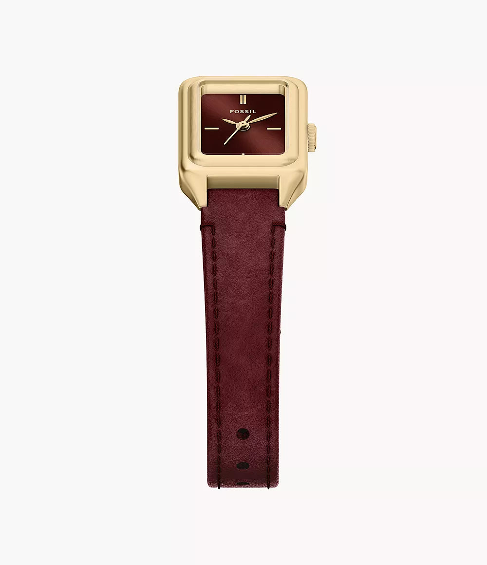 Fossil Raquel 18 mm Three-Hand Leather Watch - Burgundy