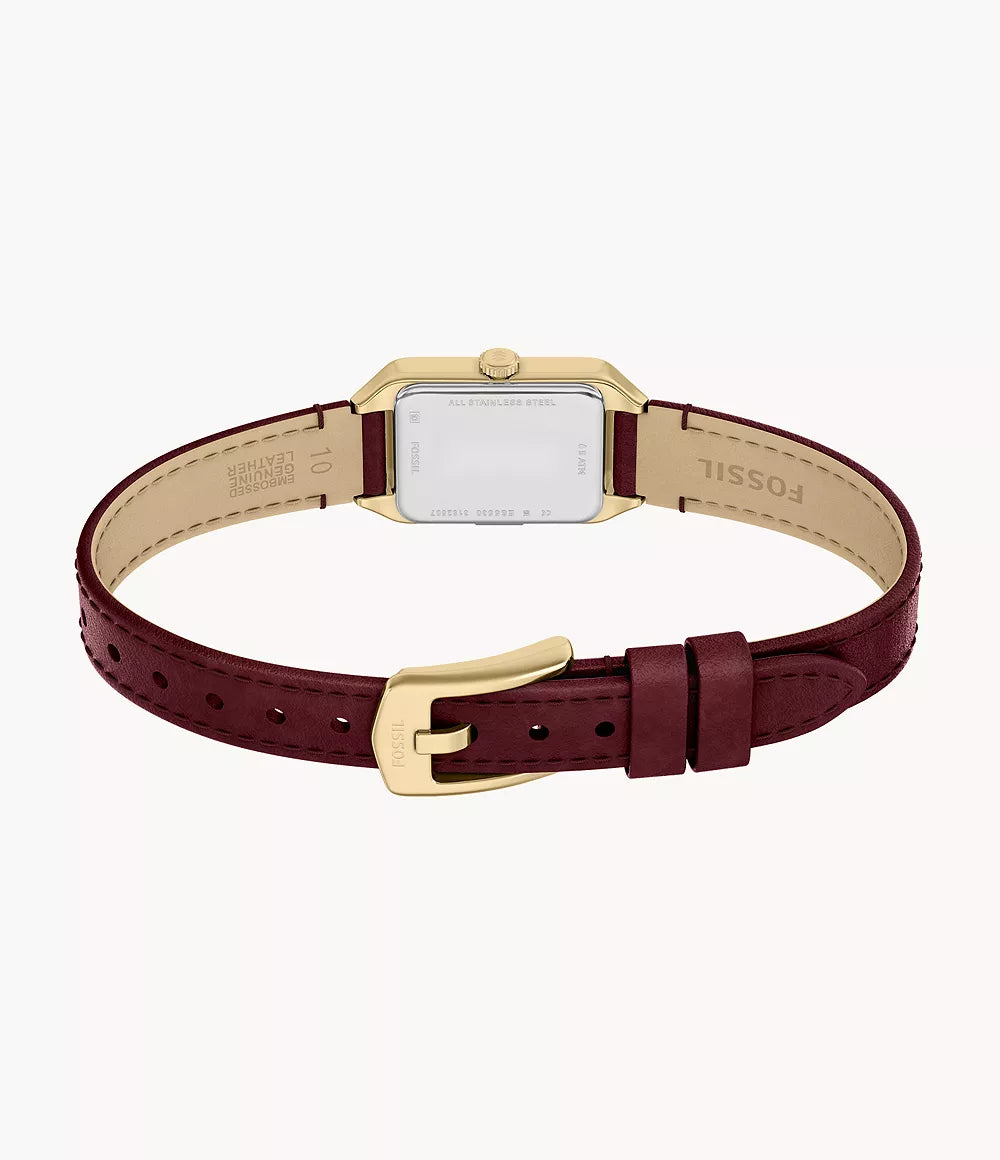 Fossil Raquel 18 mm Three-Hand Leather Watch - Burgundy