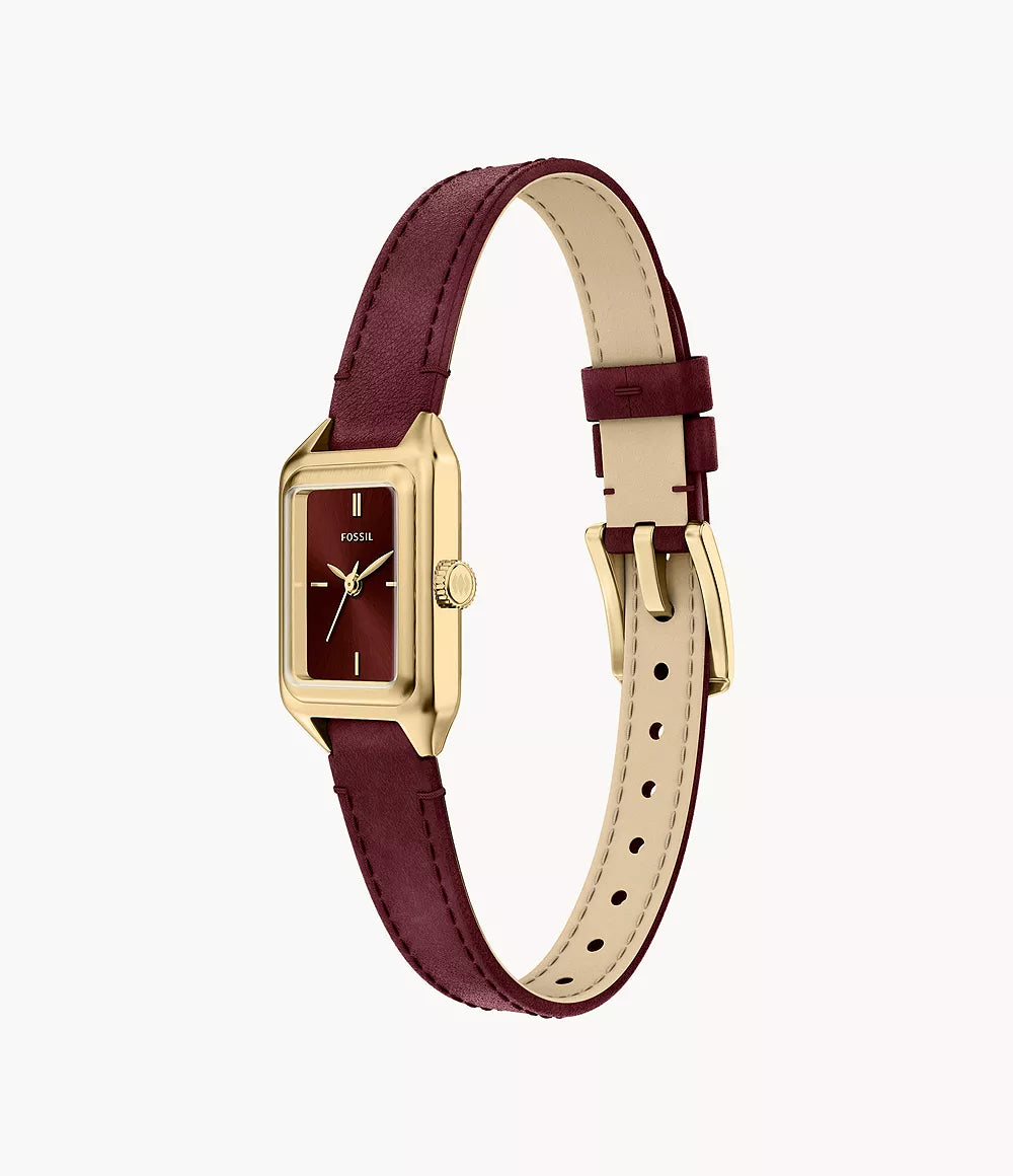 Fossil Raquel 18 mm Three-Hand Leather Watch - Burgundy
