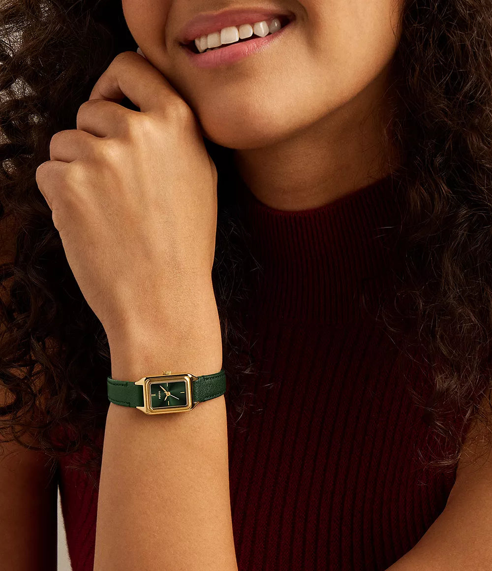 Fossil Raquel 18 mm Three-Hand Leather Watch - Green