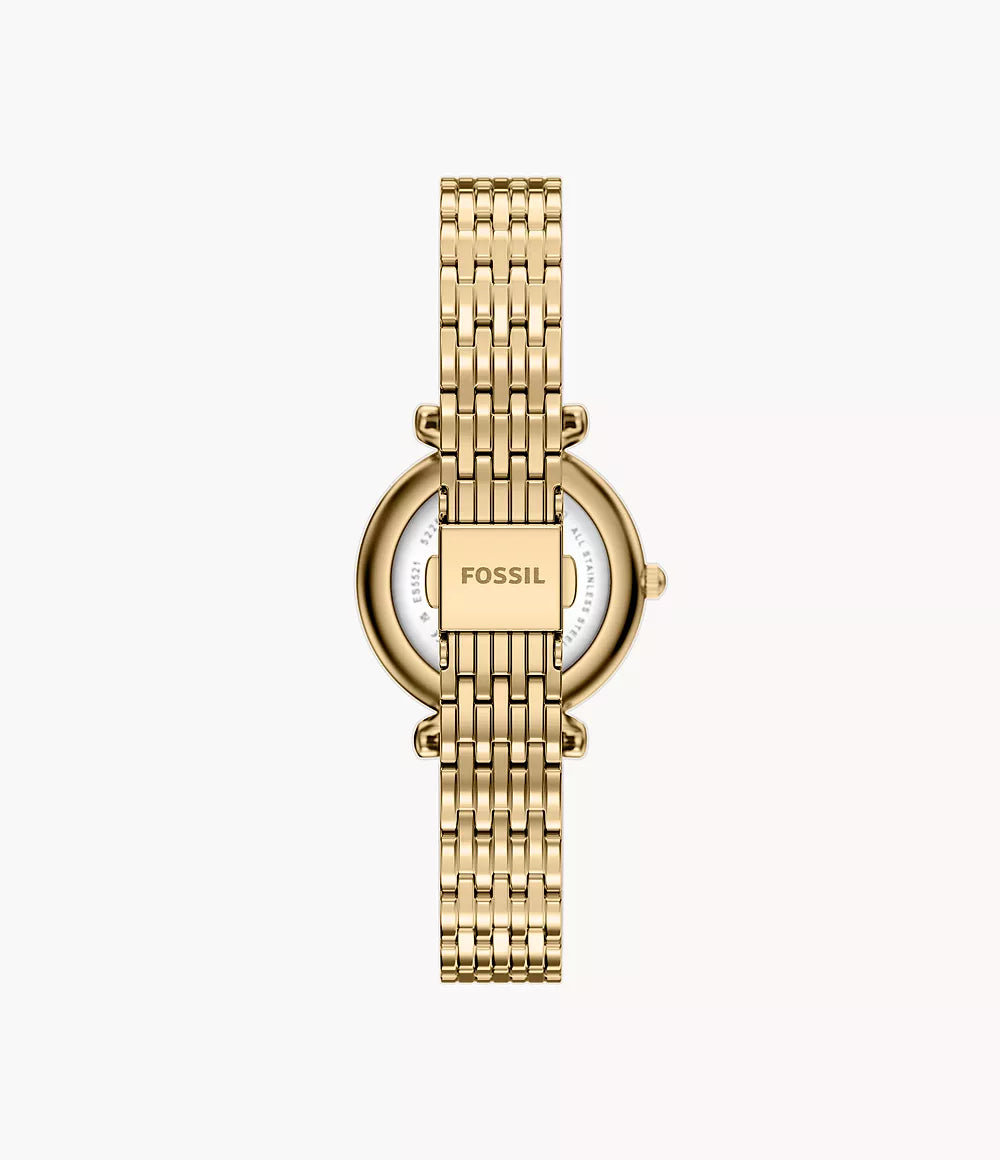 Fossil Carlie 28 mm Three-Hand Gold & Navy Watch
