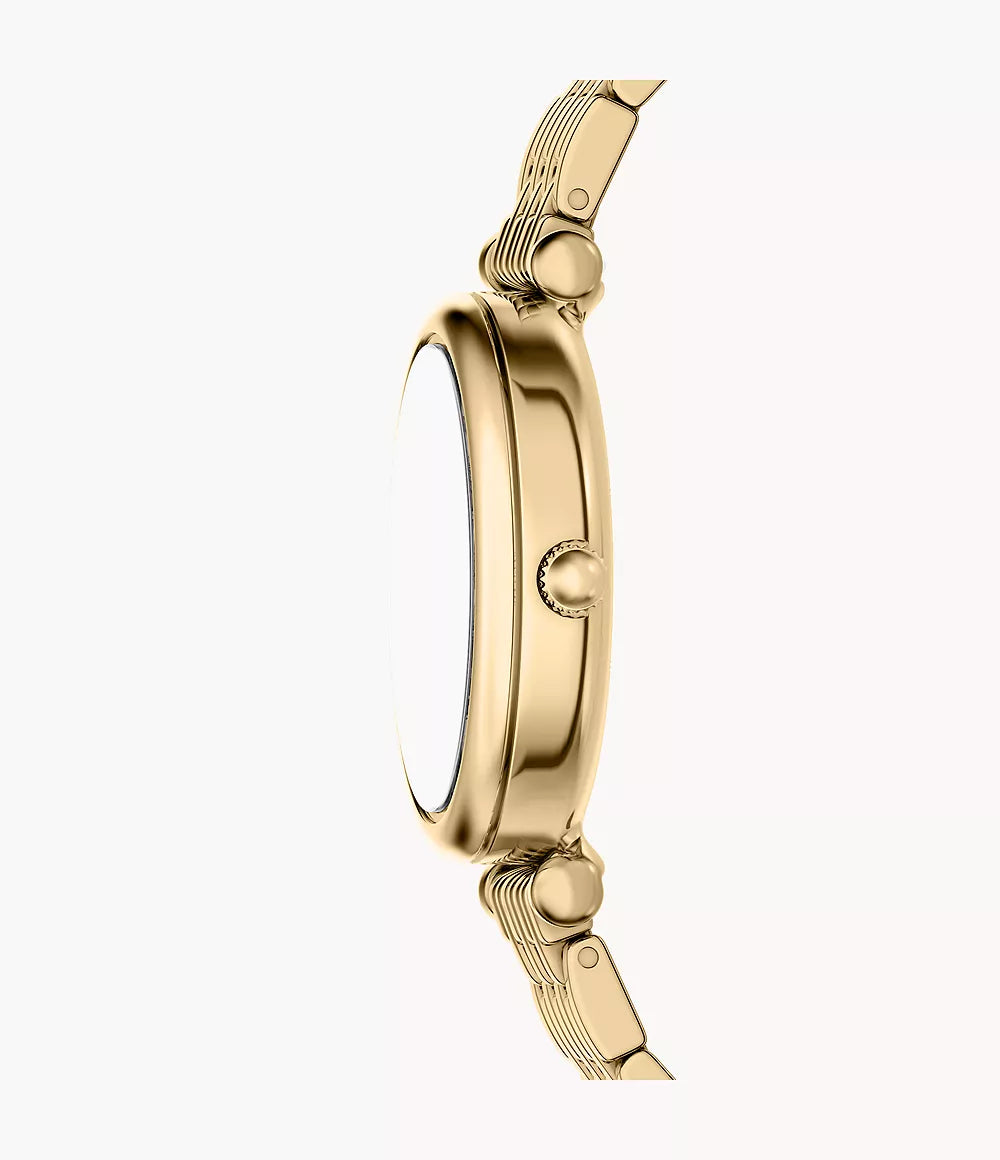 Fossil Carlie 28 mm Three-Hand Gold & Navy Watch