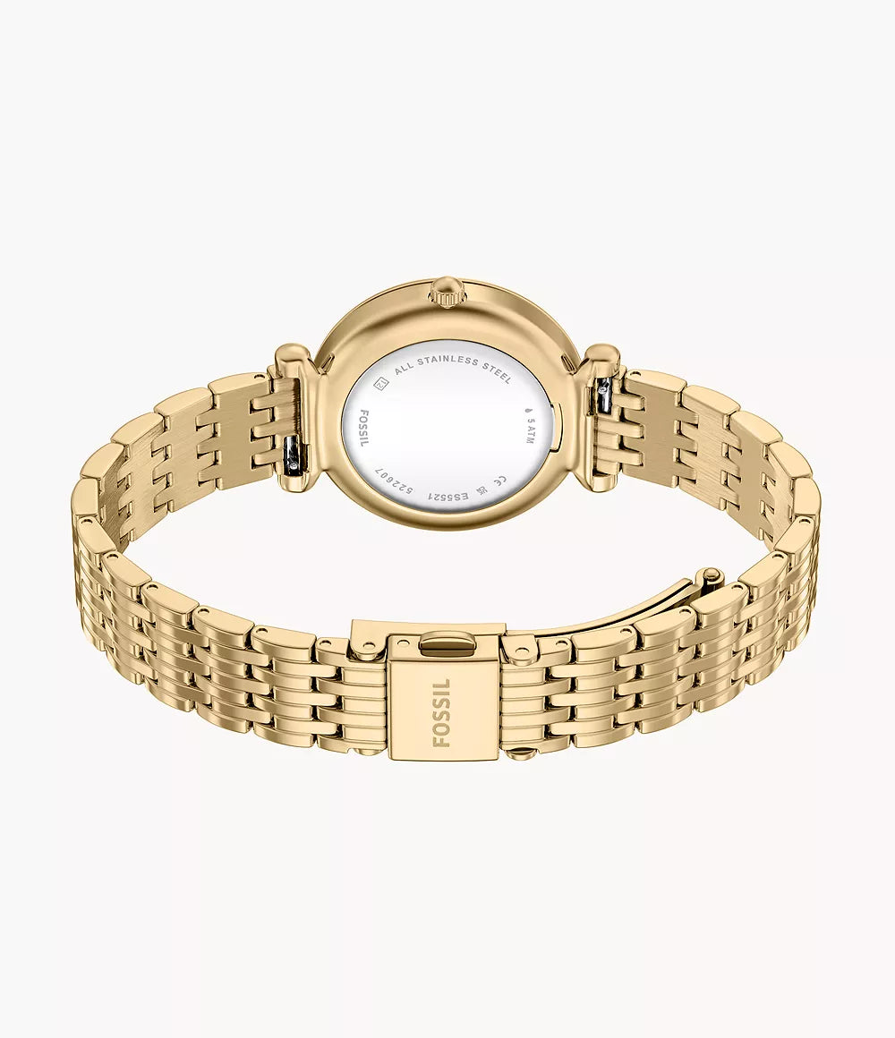 Fossil Carlie 28 mm Three-Hand Gold & Navy Watch