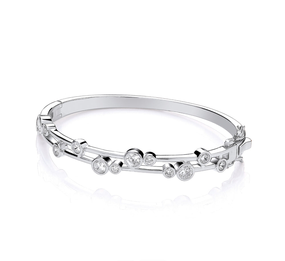 Coe & Co Sterling Silver Timeless Rubover set CZs Ladies Bangle